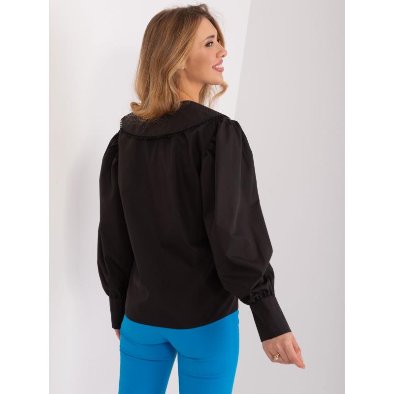 Dámská košile s ozdobným límcem černá 