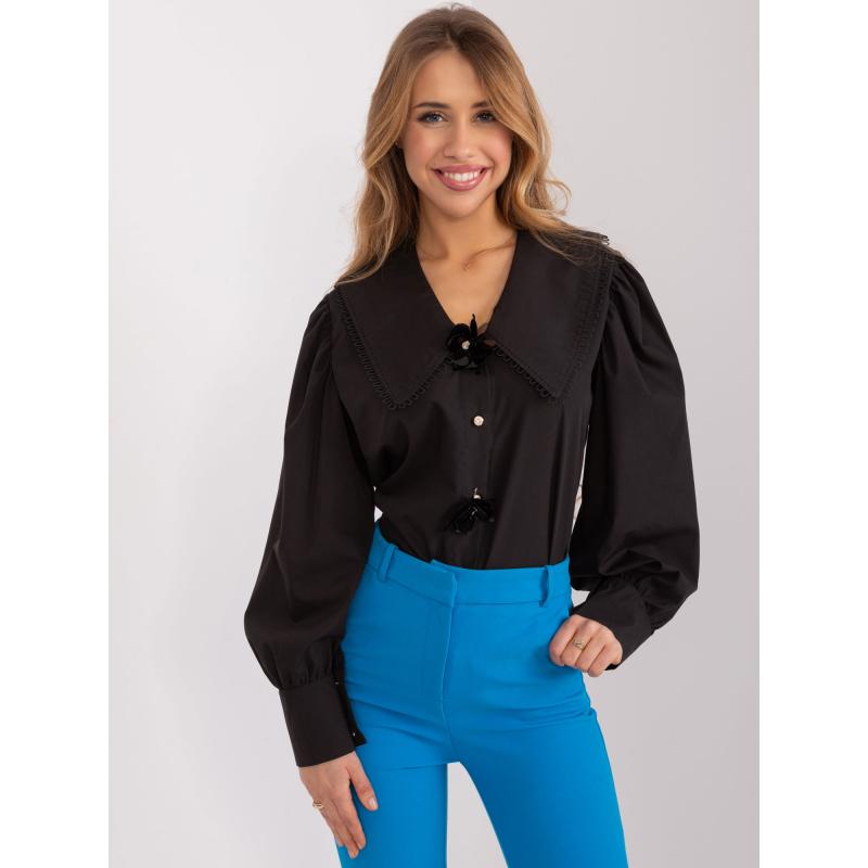 Dámská košile s ozdobným límcem černá 