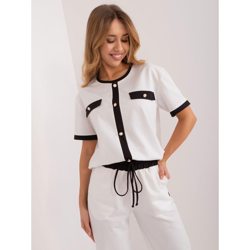 Dámská halenka s ozdobnými knoflíky ecru  