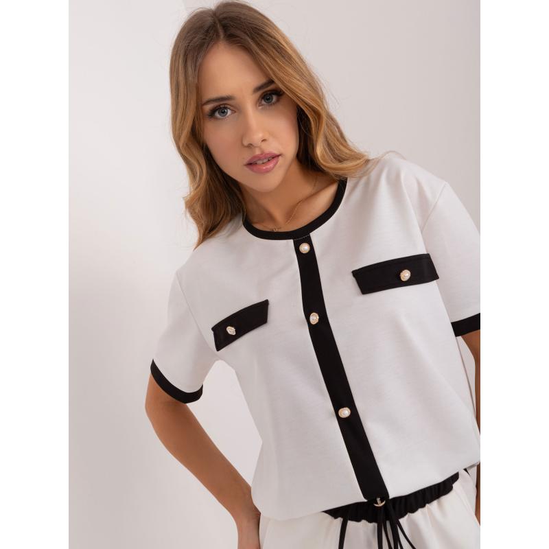 Dámská halenka s ozdobnými knoflíky ecru  