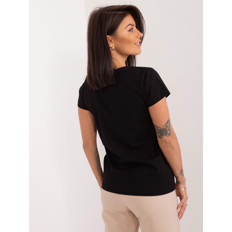 Női póló applikációkkal BASIC FEEL GOOD fekete