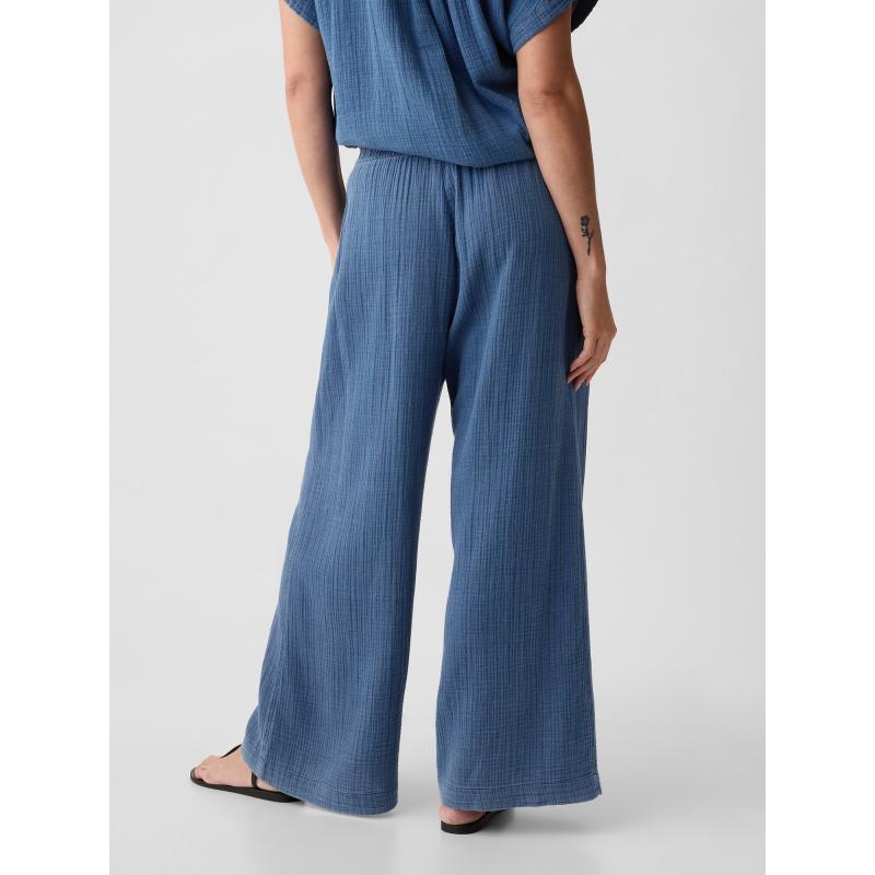 Mušelínové nohavice so širokými nohavicami