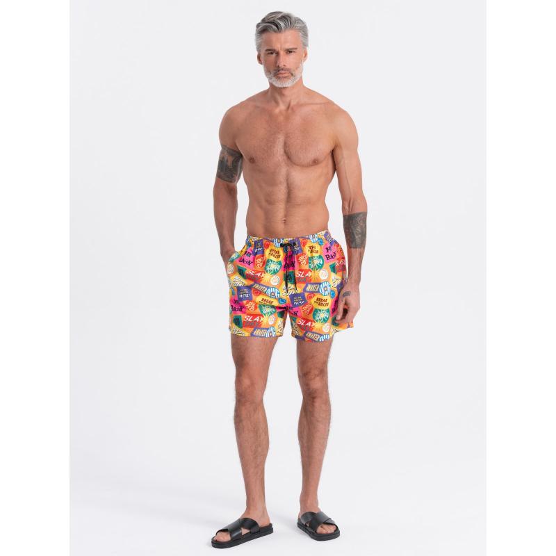 Pánské plavecké šortky s nápisy V14 OM-SRBS-0125 vícebarevné 