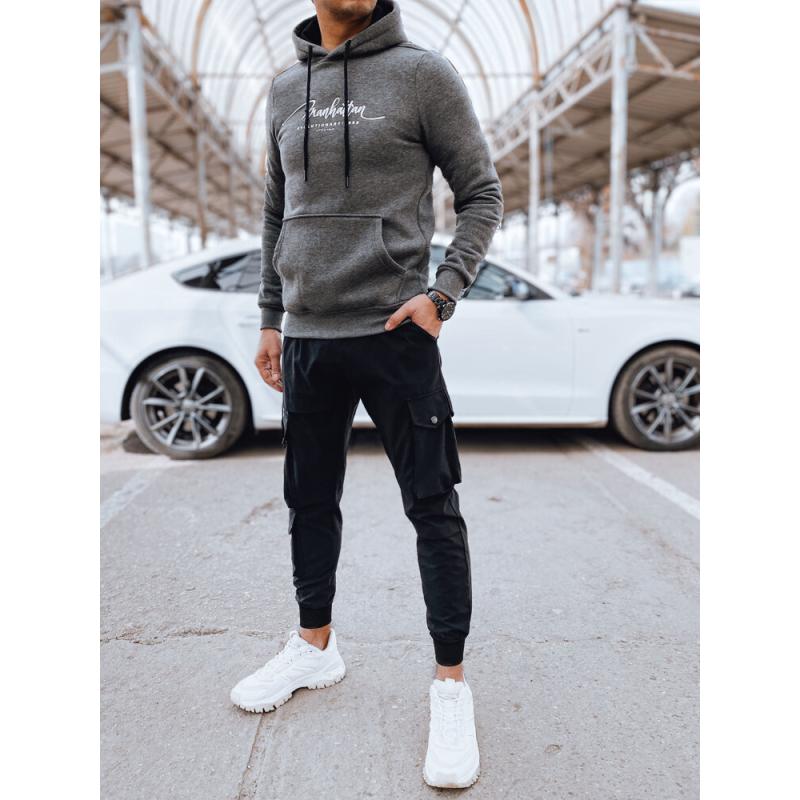 Férfi kapucnis pulóver antracit