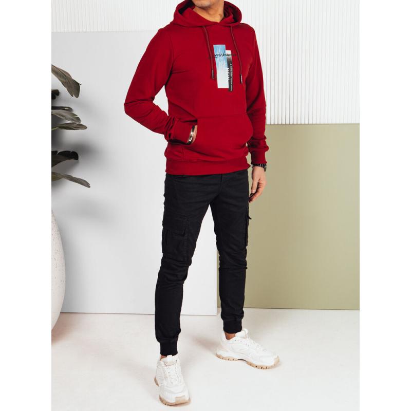 Férfi kapucnis pulóver bordó