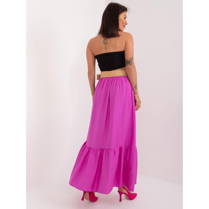 Dámská sukně s pleteným páskem a volánem fialová 