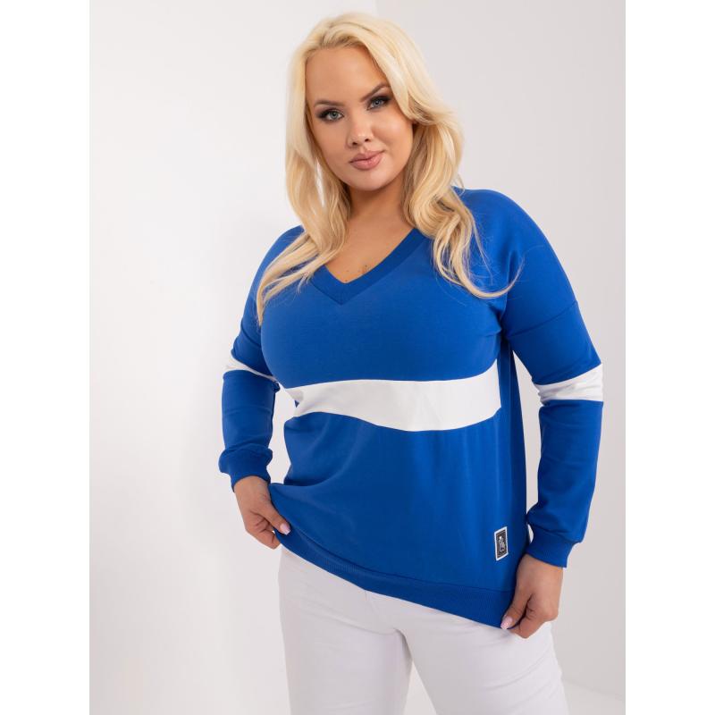 Dámská halenka plus size bavlněná v ležérním střihu kobaltová 