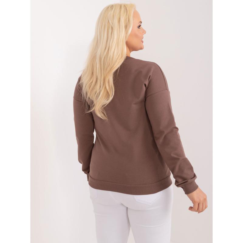 Női plus size V-nyakú blúz barna