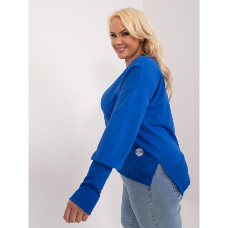 Női plus size blúz mandzsettával kobalt színben