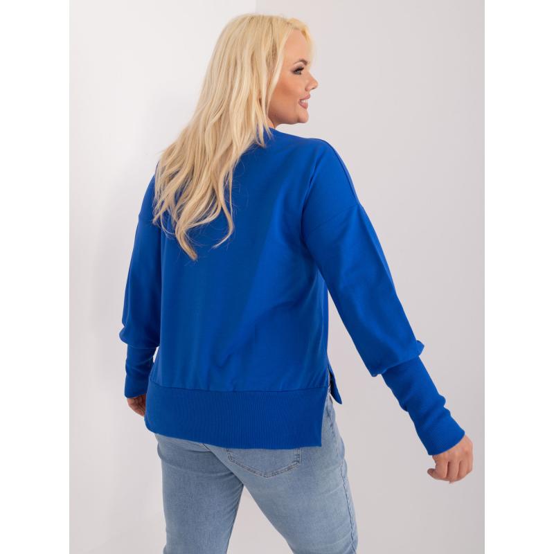 Női plus size blúz mandzsettával kobalt színben