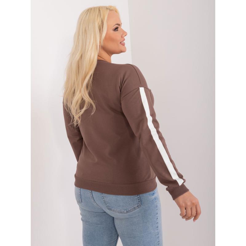 Női plus size blúz zsebekkel barna