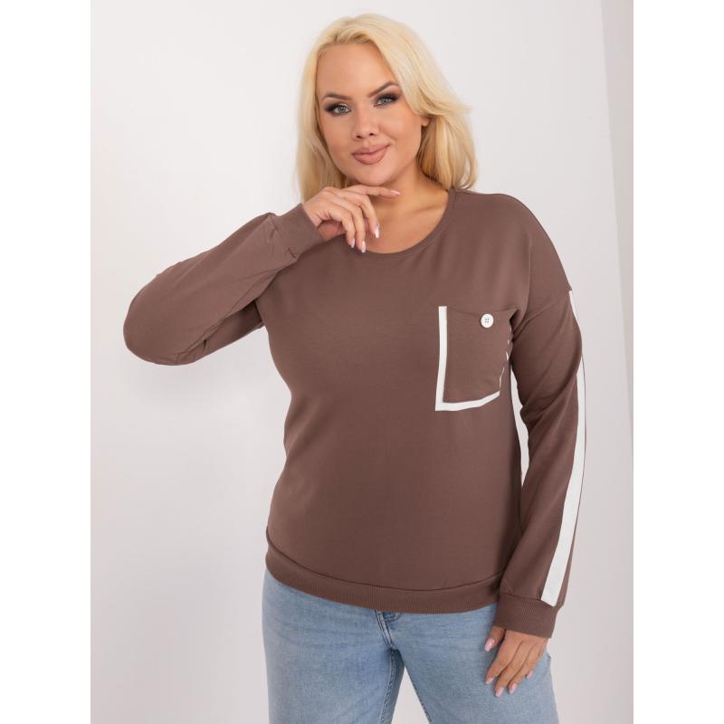 Női plus size blúz zsebekkel barna