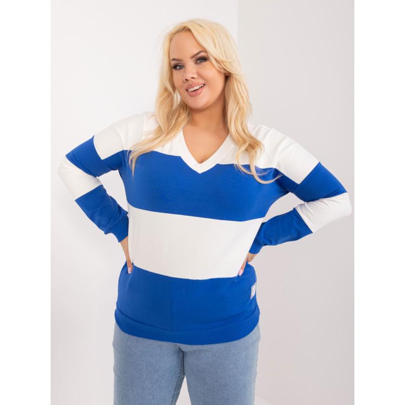 Női plusz méretű csíkos blúz sötétkék