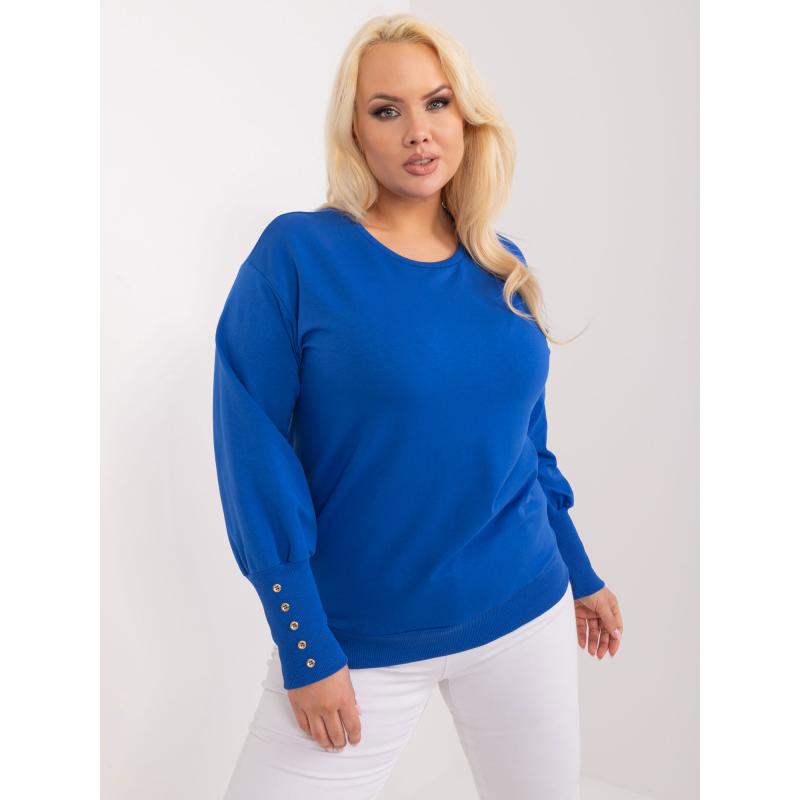 Dámská halenka plus size z bavlny kobaltově modrá 