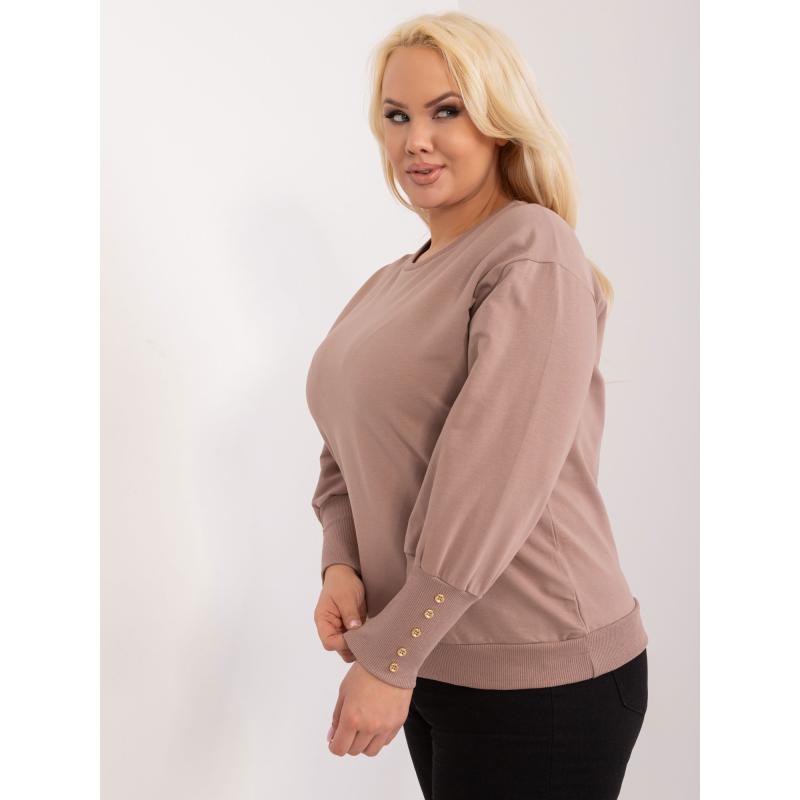 Női plus size blúz buff ujjakkal sötétbézs színű