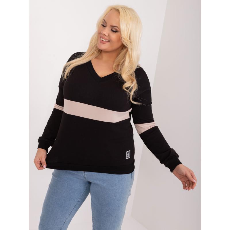 Dámská halenka plus size s výstřihem do V černá 