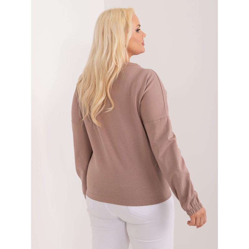 Női plus size blúz zsebbel világosbarna