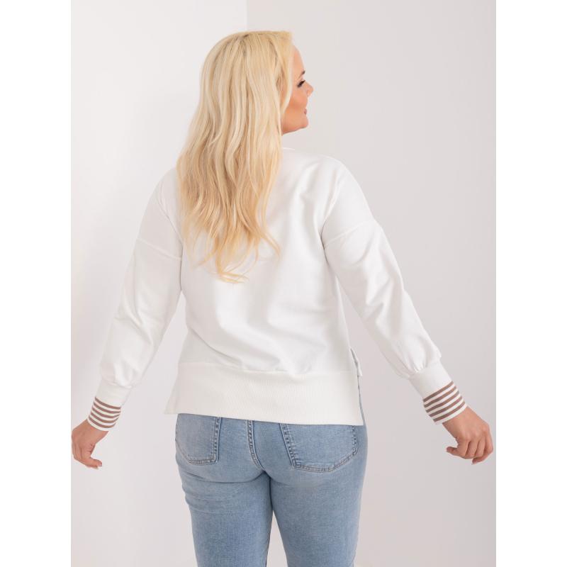 Dámská halenka plus size s kulatým výstřihem ecru  