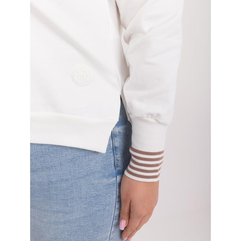 Dámská halenka plus size s kulatým výstřihem ecru  