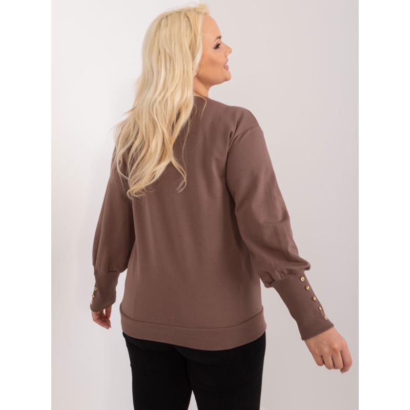 Női plus size blúz buff ujjakkal barna