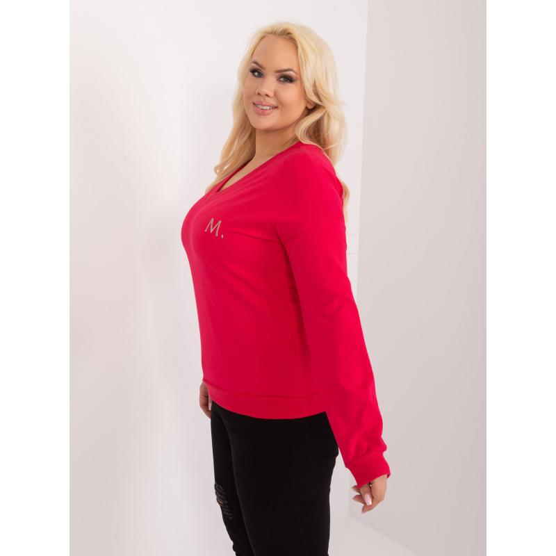 Női plus size alkalmi blúz piros pamut