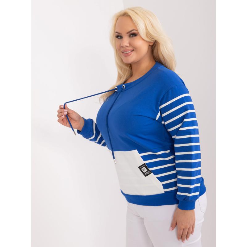 Dámská halenka plus size s proužky kobaltová 