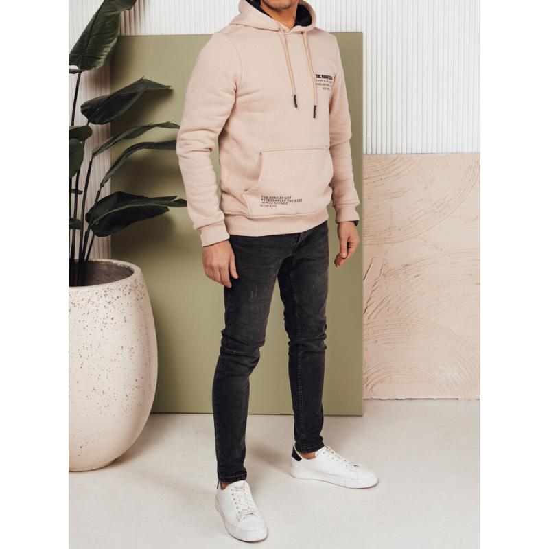 Pánská mikina s kapucí světle béžová