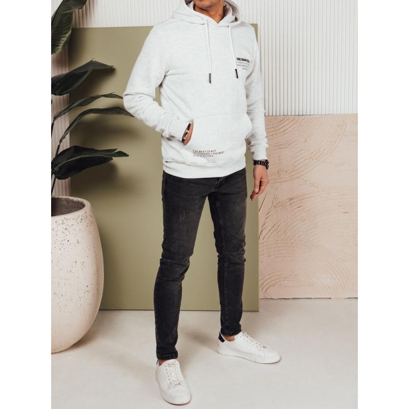 Pánská mikina s kapucí světle šedá