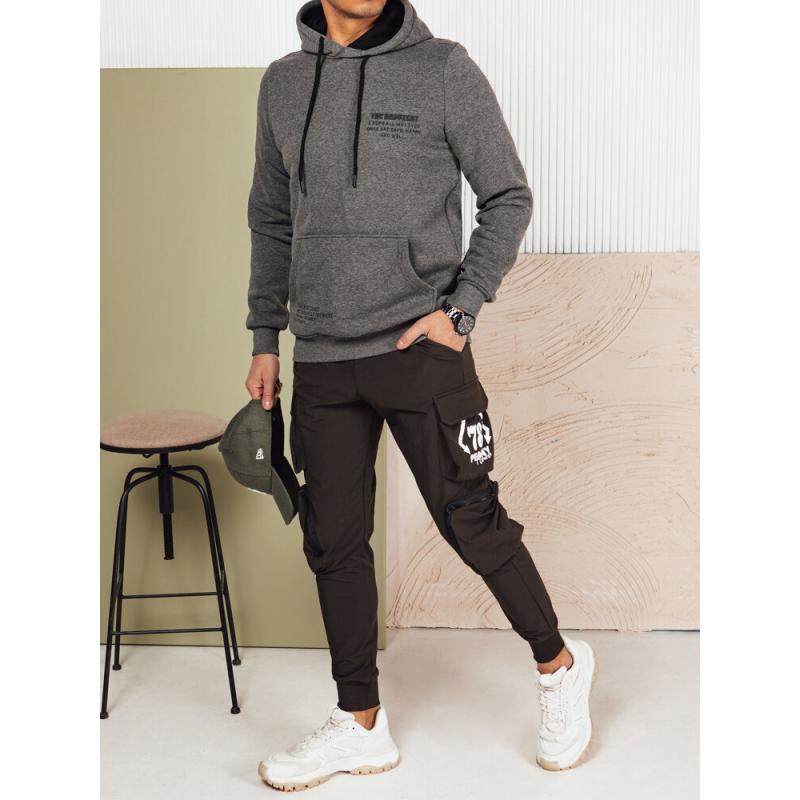 Férfi kapucnis pulóver antracit