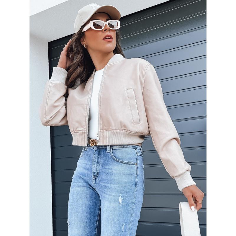 Dámská kožená bunda bomber SANTOL béžová