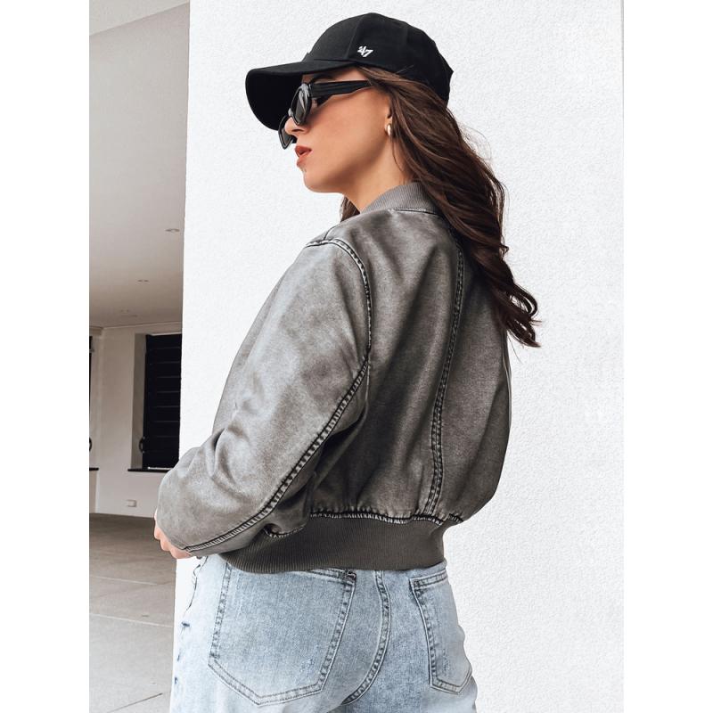 Dámská kožená bunda bomber SANTOL šedá