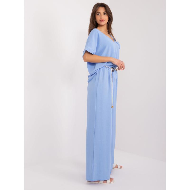 Dámské kalhoty zlátky světle modré 