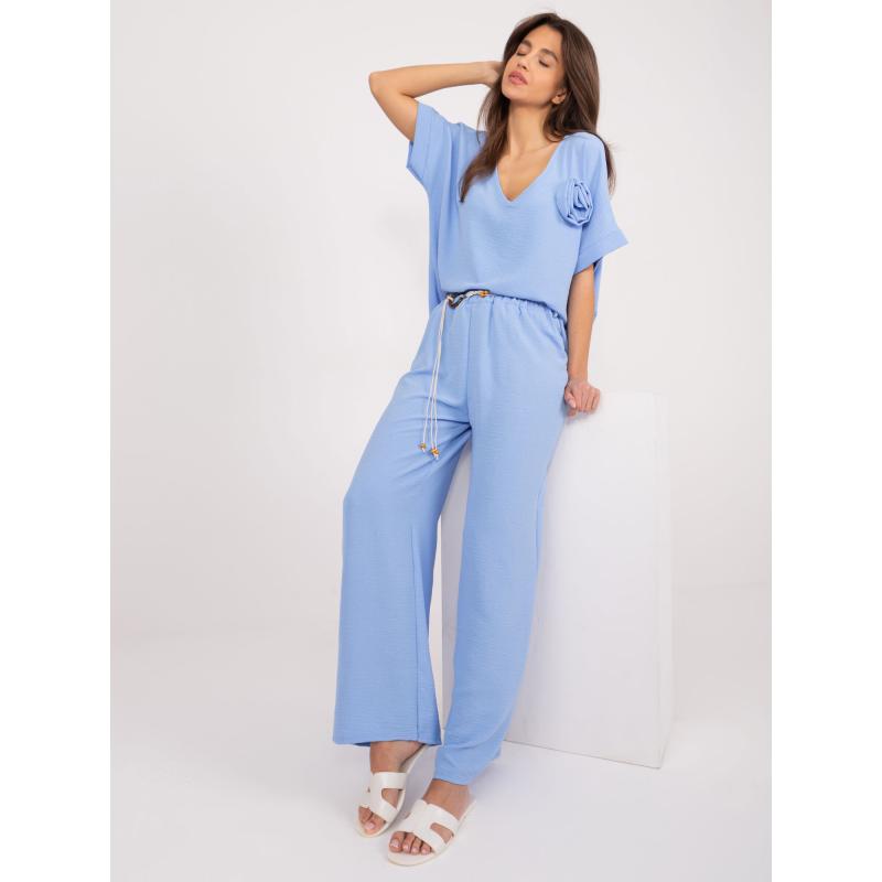 Dámské kalhoty zlátky světle modré 