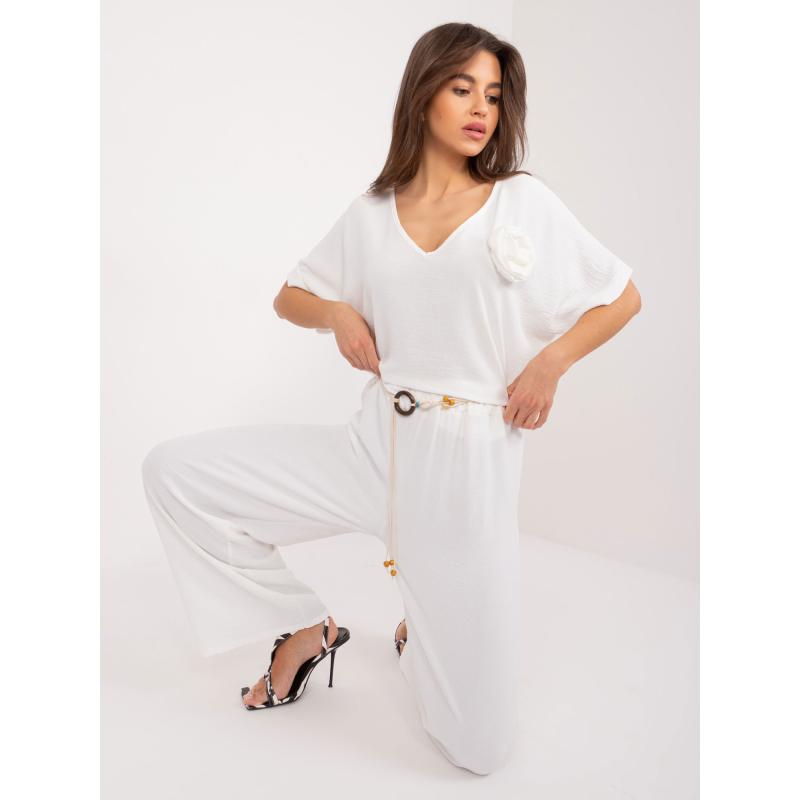 Dámské kalhoty s páskem bílé 