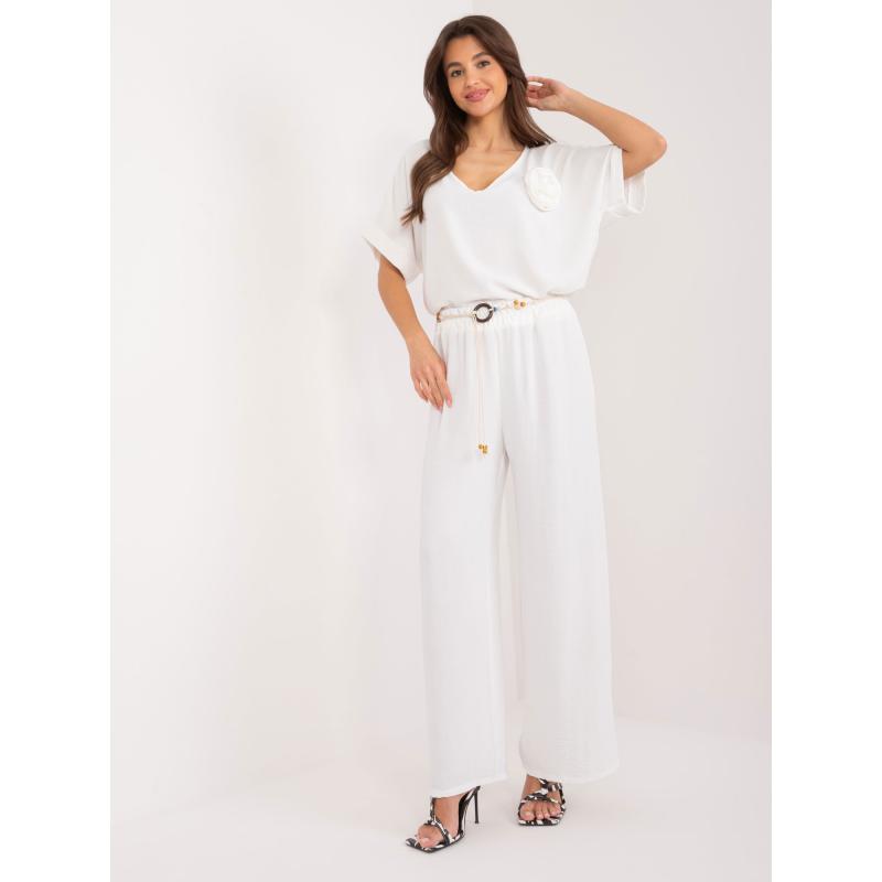 Dámské kalhoty s páskem bílé 