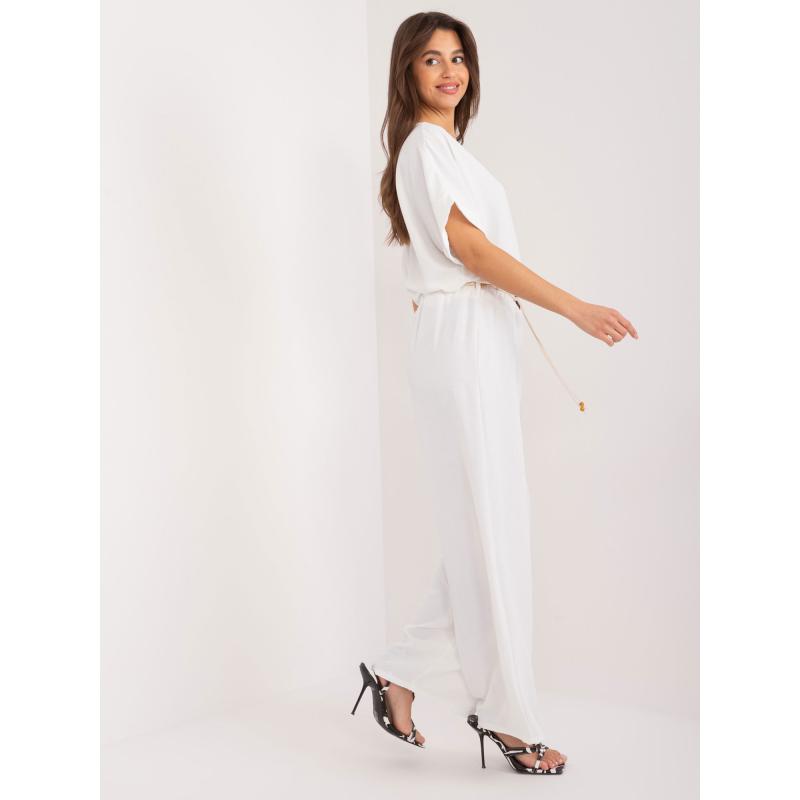 Dámské kalhoty s páskem bílé 