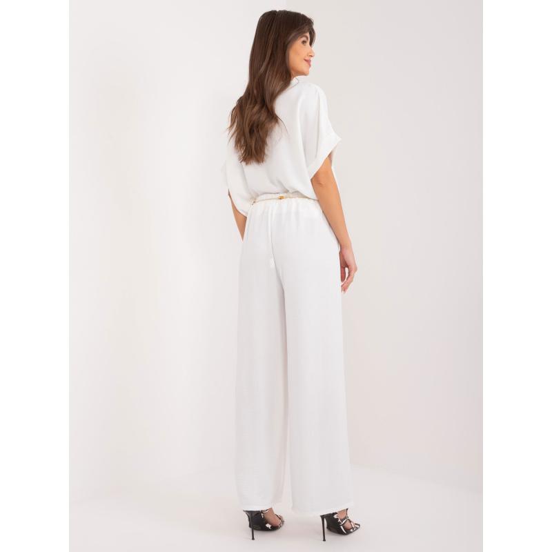 Dámské kalhoty s páskem bílé 