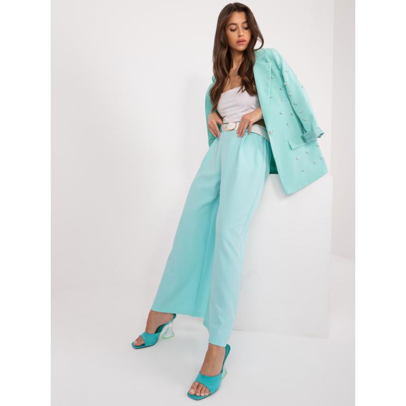 Női nadrág elasztikus derékkal mentazöld