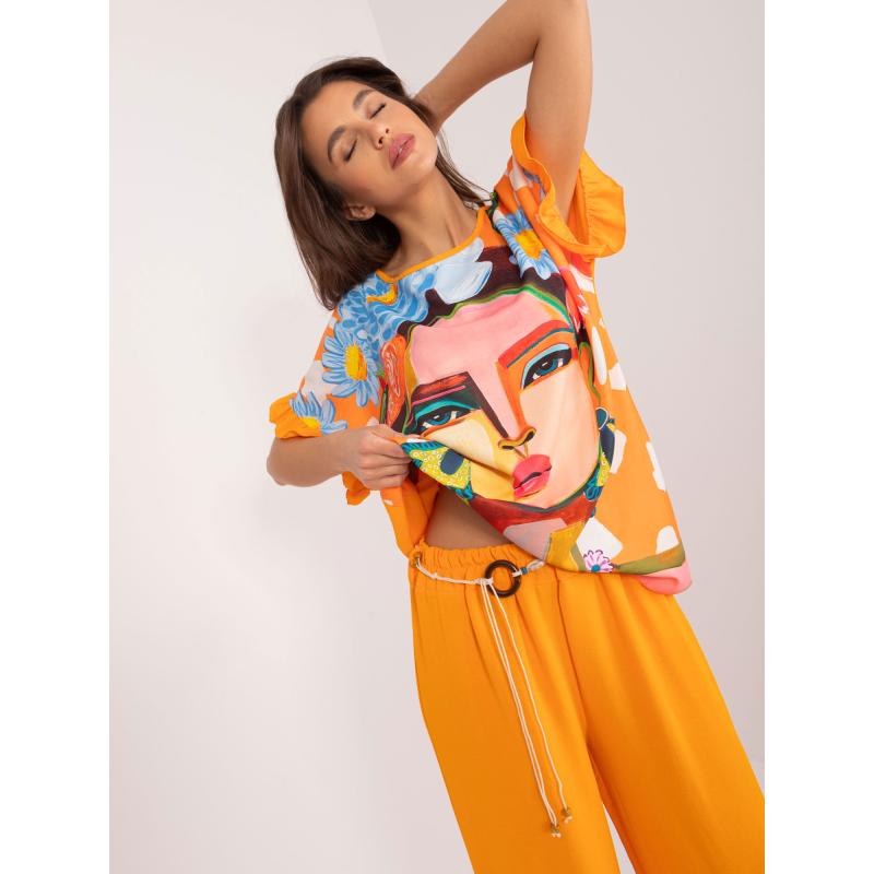 Dámský komplet s krátkým rukávem oranžový  