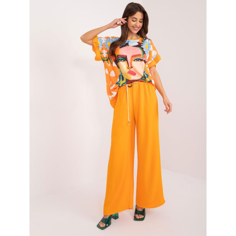 Dámský komplet s krátkým rukávem oranžový  