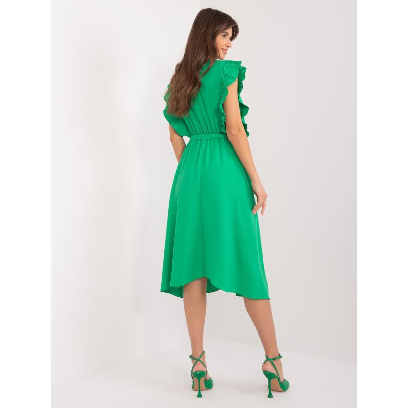 Dámské šaty s obálkovým výstřihem zelené 