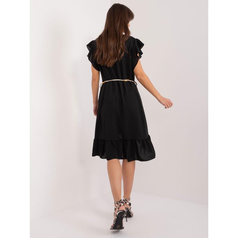 Dámské šaty s volánem a krátkými rukávy černé 