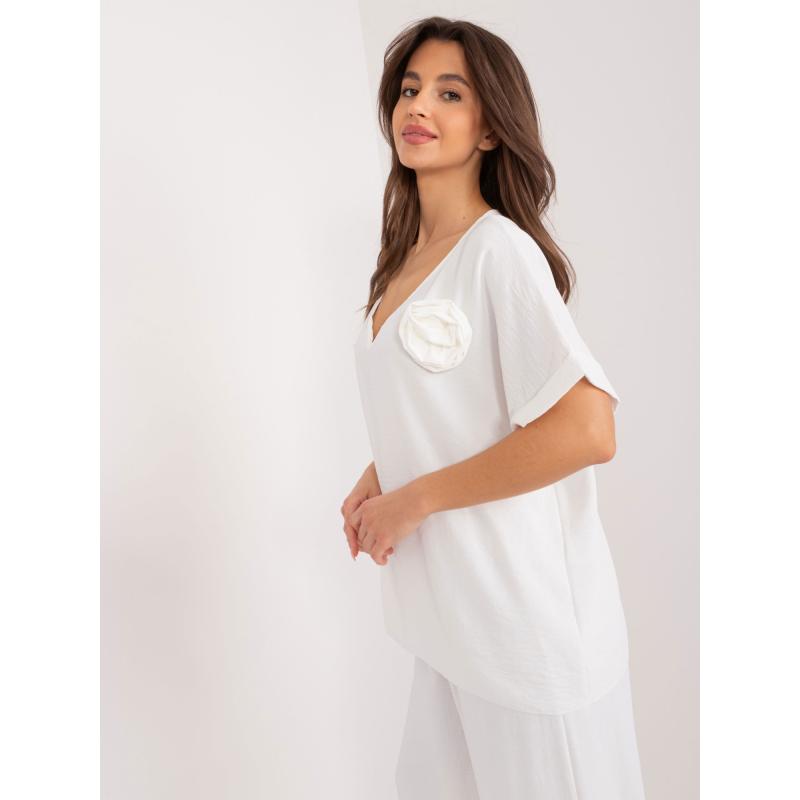 Dámská halenka oversize s výstřihem do V ecru 