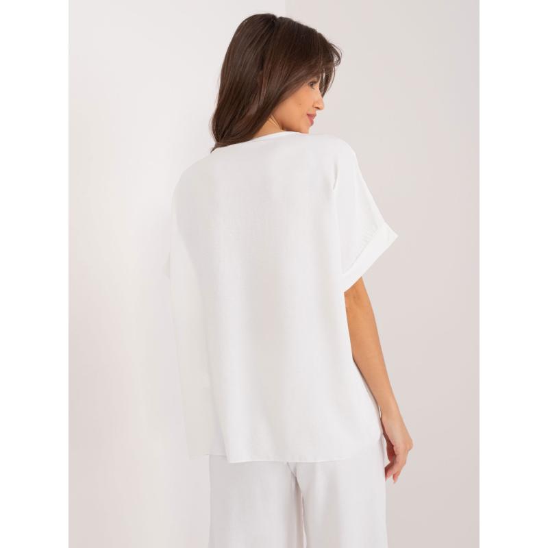 Dámská halenka oversize s výstřihem do V ecru 