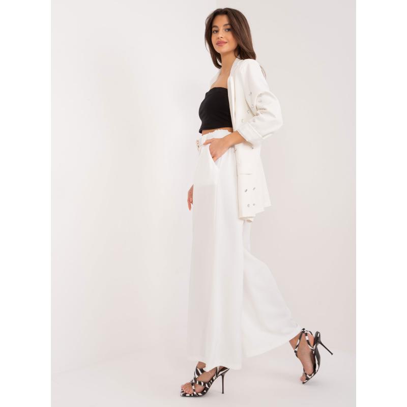 Dámské kalhoty se širokými nohavicemi ecru 