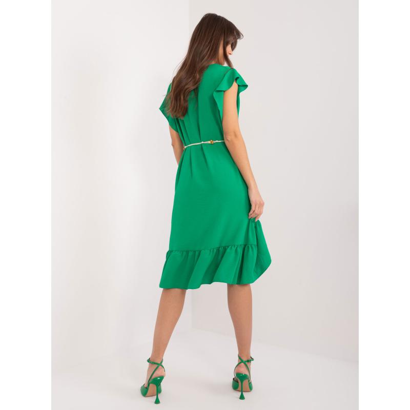 Dámské šaty s volánem a květinou zelené 