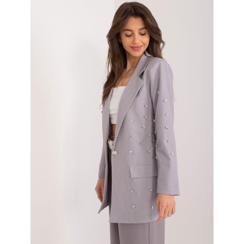 Dámské sako s aplikacemi šedé 