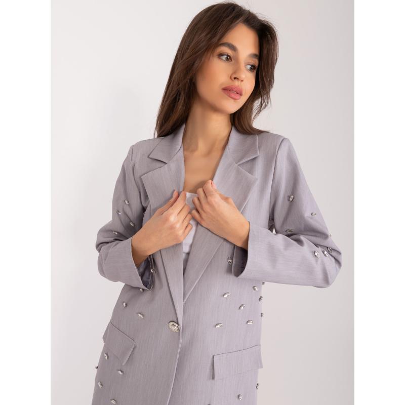 Dámské sako s aplikacemi šedé 