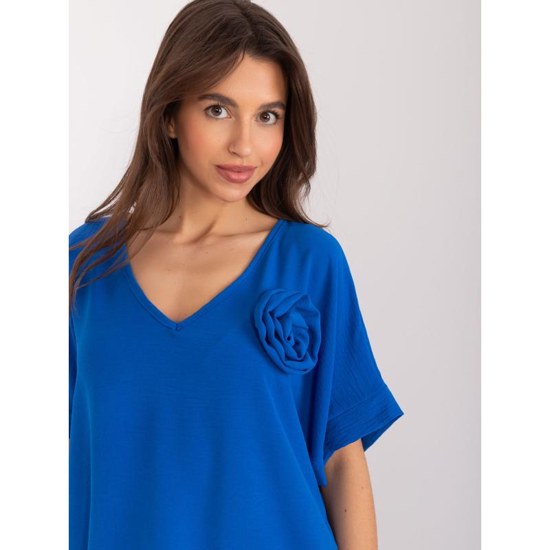 Dámská halenka s květinovým vzorem oversize kobaltová 