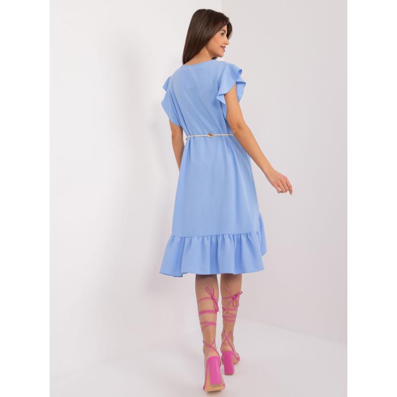 Dámské šaty s volánem světle modré 